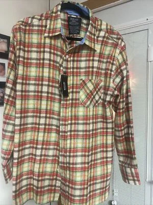 Bogari 格子法兰绒衬衫,带 Chambray 口音,尺寸 XXL,全新带标签 — 第 1/2 张图片