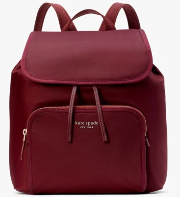 Mochila mediana Kate Spade Sam rojo oscuro Merlot de nailon K4467 nueva con etiquetas $248 venta al por menor FS Foto 1 de 4