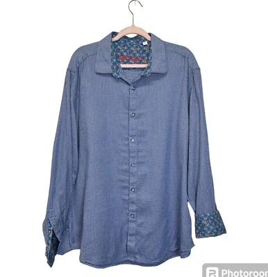 Robert Graham Shirt Men 3XL Blue Paisley Reverse Flip Cuff Button Up long Sleeve - Image 1 of 4