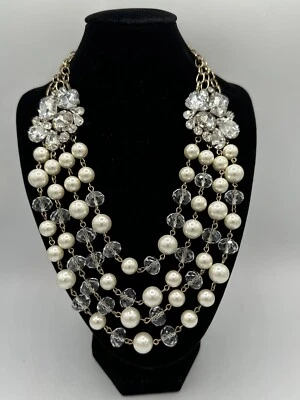 Collar Louis Dell Olio Cristal Transparente Marfil Perla Estrás ¡Bonito! Foto 1 de 4