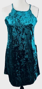 BCX Juniors Women's S Dress Teal Green Velvet Cocktail Party Scalloped - Picture 1 of 7
