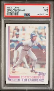 1982 TOPPS BLACKLESS ERROR B #114 KEN LANDREAUX DODGERS GRADED PSA 7 NEAR MINT - Picture 1 of 2
