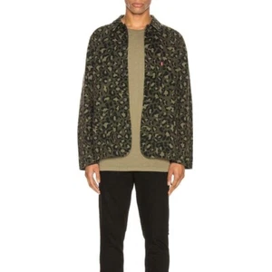 NEW Levi's Premium Engineer Olive Cheetah Print Denim Jean Jacket L - Picture 1 of 5