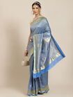 Saree New Design Jacquard  Zari Woven Blue Indian Party Wedding Festive  Sari 