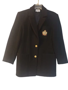 Hugo Buscati Milano University Blazer Black Womens M Notch Lapel Gold Button - Picture 1 of 13
