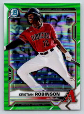 2021 Bowman Chrome Green Refractors #BCP158 Kristian Robinson 99 (ref 191815) - Image 1 of 2