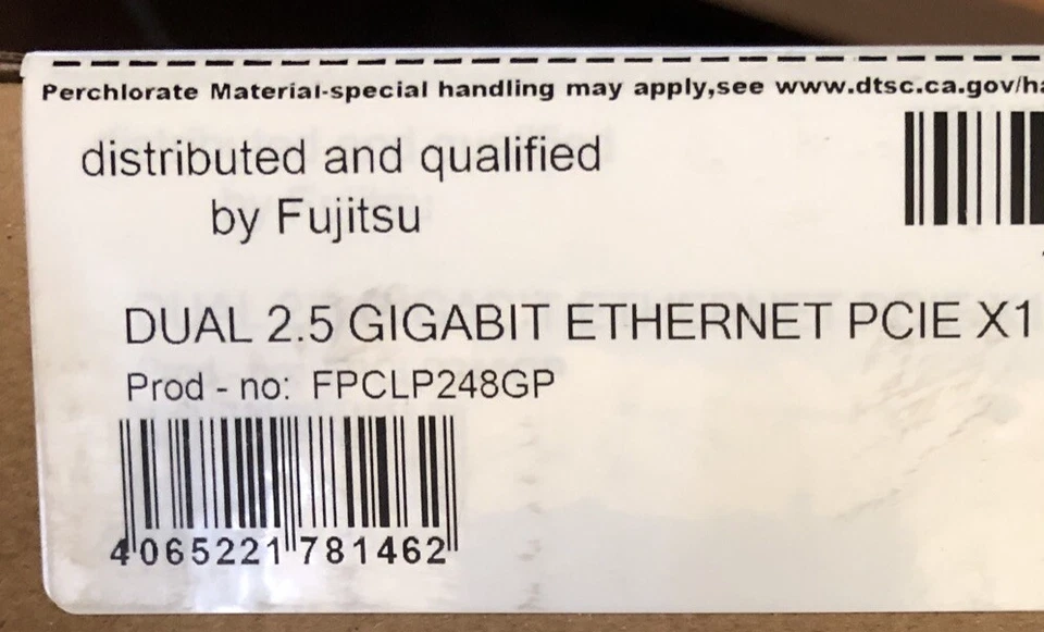 FUJITSU DUAL 2.5 GIGABIT ETHERNET PCIE X1 FPCLP248GP - Immagine 1 di 1