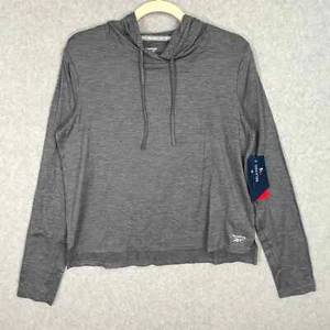 Reebok Sweatshirt Womens Sz M Grey Hoodie Performance Active Yoga Cozy Soft Thin - Picture 1 of 10
