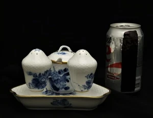5 pc Royal Copenhagen Ceramic Salt & Pepper , Tray Mustard Pot Blue Floral Style - Picture 1 of 21