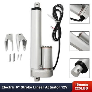 Linear Actuator 6 Inch 225 Pound Max Lift Output 12 Volt DC w/ Mounting Brackets - Picture 1 of 8