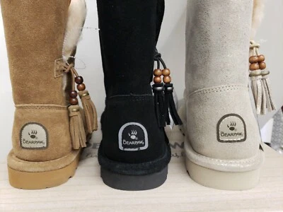 BEARPAW Botas MARIANA 9" Eje "Newet" Gamuza y Lana Cuentas Flecos Tirar NUEVO Foto 1 de 4
