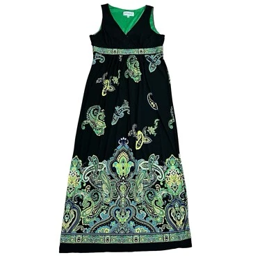 Studio 1黑色绿色佩斯利44英寸背心裙女式12码 — 第 1/4 张图片