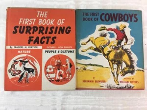 THE FIRST BOOK OF SURPRISING FACTS / COWBOYS 1950s Childrens Book Series,HC w/dj - Imagen 1 de 3