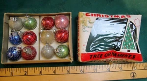 12 Vintage 1920-30 JAPAN GLAS FEDER BAUM KNITTERDRAHT WEIHNACHTSSCHMUCK ORIG. BOX - Bild 1 von 19