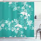 Dolphins in Reef Trpical Under the Sea Pattern Coral Shells Shower Curtain Set