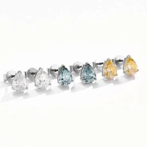 2.5CT Pear Cut Moissanite Stud Earrings Women 925 Sterling Silver Pass Tester - Picture 1 of 13