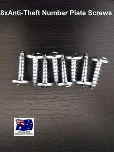 8 x ANTI THEFT NUMBER PLATE SECURITY SCREWS ONE WAY SUIT MOST CARS TRUCKS - Picture 1 of 5