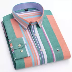 Men's Dress Shirts Business Casual Long Sleeves Slim Fit Cotton Oxford Shirt Top - Picture 1 of 6