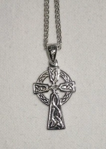 2 Sided Celtic Cross Pendant Necklace Sterling Silver C68 - Picture 1 of 3