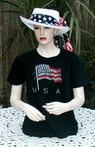 USA FLAG Rhinestone Bling Shirts - NEW/ MTO/ PLUS SIZE - Picture 1 of 1