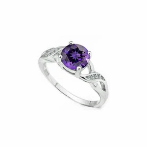 Anello 1 Ct Ametista Taglio Pera e Diamanti Argento 925 Floreale Lavanda Misura 7 US - Foto 1 di 5