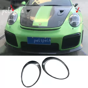 For Porsche 911 991 2012-2018 Dry Carbon Fiber Front Head Light Lamp Frame 2pcs - Picture 1 of 12