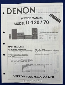 Manuale di servizio originale Denon D-120 D-70 Component System - Foto 1 di 1