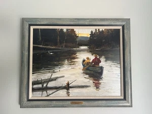 Signed Fine Art Print Giclée On Canvas “Slack Water Brookies” Luke Frazier COA - Picture 1 of 24