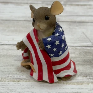 Fitz & Floyd Charming Tails "Wrapped with Pride" Mouse Patriotic Flag Figure - Picture 1 of 4