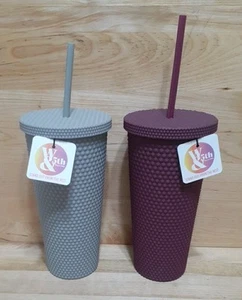 2CT: West & Fifth Matte Studded Tumbler Lid & Straw Textured Cold Cup 24z NO BPA - Picture 1 of 2