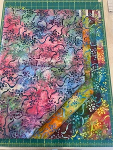 Batik Sample Card - 100% cotton - 4 fabrics - 21"w x 17"l -#133 - Picture 1 of 2