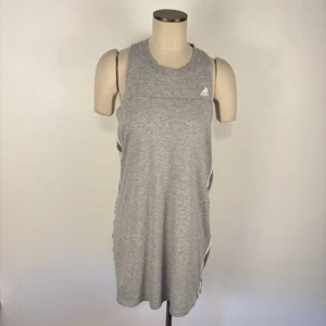 Abito sportivo Adidas donna grigio logo righe senza maniche racerback taglia large - Foto 1 di 8