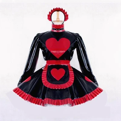 Девочка горничная Сисси запираемый черный ПВХ платье косплей костюмы CD/TV сделанный на заказ - Изображение 1 из 3