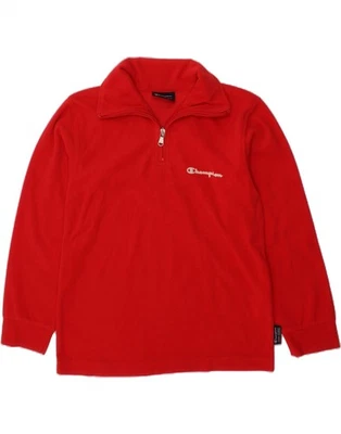 CHAMPION Boys Zip Neck Fleece Jumper 7-8 Years Small Red Polyester AH16 - Image 1 of 3