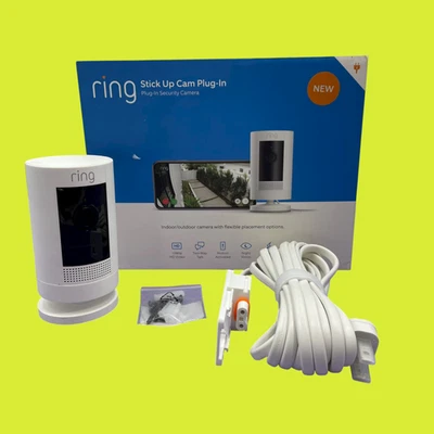 Cámara exterior Ring Stick Up Cam 5UM7E5 enchufable resistente a la intemperie blanca #MP7821 (AR) Foto 1 de 4