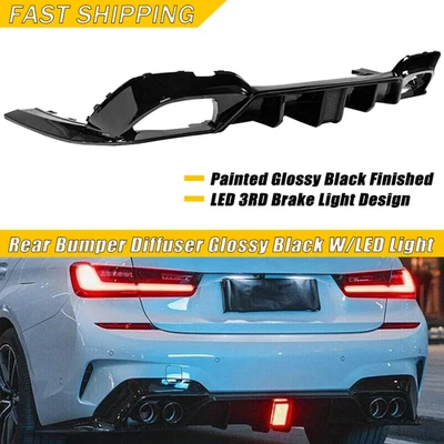 Novo difusor labial traseiro preto brilhante com luz LED para 2019-2022 3 Series G20 - Imagem 1 de 4