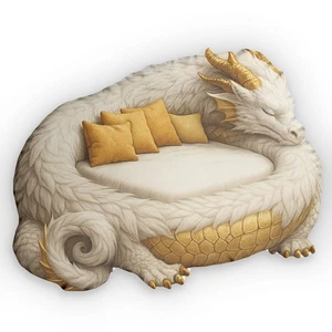 Riesige weiße Drachenliege Plüschkissen Kunstfell Akzente - Formkissen - Bild 1 von 3