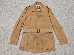 Vintage USA Made SAFARI Belted Coat S braun Lammfell Wildleder Leder 70er Jahre Jacke - Bild 1 von 10