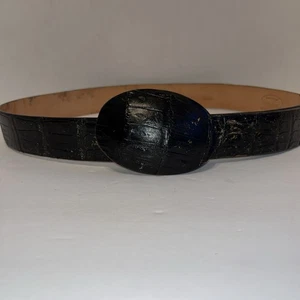 Genuine Crocodile Leather Belt Hand Crafted Buckle Bullhide by Montecarlo Sz 38 - Picture 1 of 19