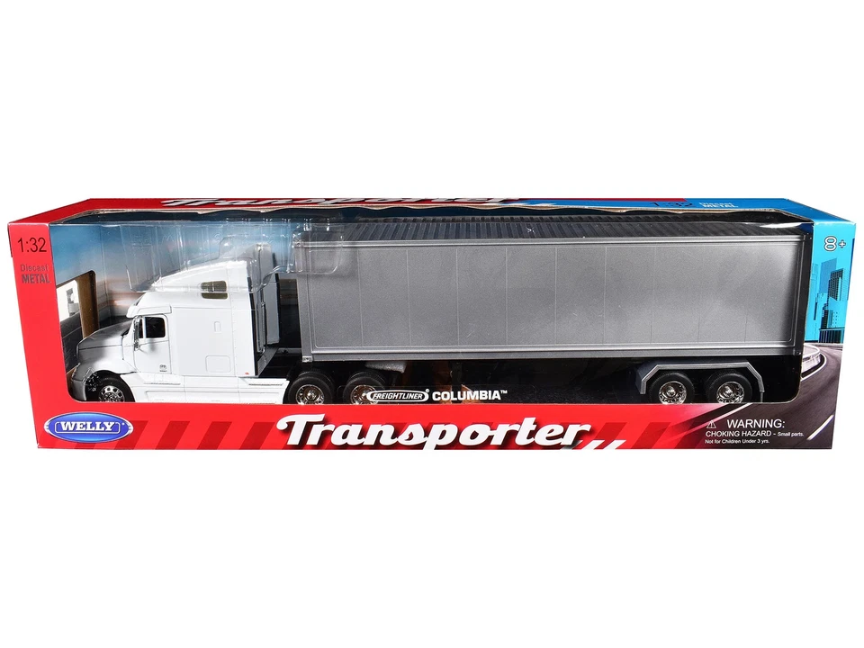 Freightliner Columbia Truck White with Gray Container 1/32 Diecast Model by Well - Image 1 of 1