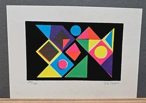 Baladine Signed & Numbered Serigraph Abstract Geometric 26/200 1970's 7"×10" - Picture 1 of 3
