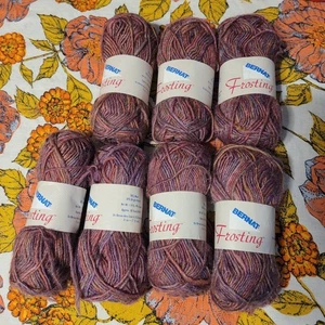 Lot Vintage Mulberry Bernat Frosting yarn 7 Skeins - Picture 1 of 2