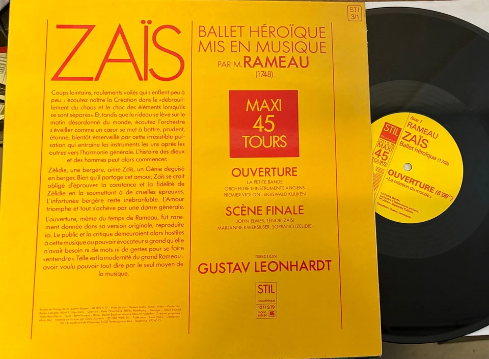 GUSTAV LEONHARDT / RAMEAU Zais  overture - final scene / STIL   45 RPM - Image 1 of 1