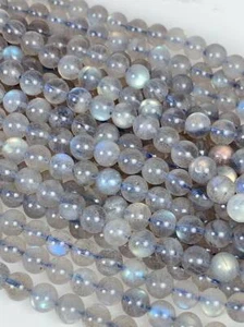 Grade AAA Genuine Natural Blue Gray Labradorite  Smooth Round Beads 15.5" Strand - Picture 1 of 8