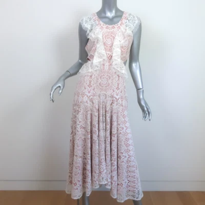 Alexis Cutout Midi Dress Aldridge Ivory Ruffled Lace Size Medium Foto 1 de 4