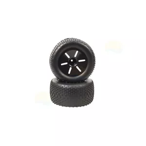 17703 HSP 1/10 Truggy Wheel Complete 12mm Hex Black Rim 2.5" Knobby Tyres Redcat - Picture 1 of 4