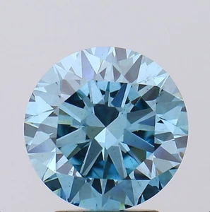 3 CT Blue Round 100% Lab Grown Diamond For Engagement Ring - Picture 1 of 2
