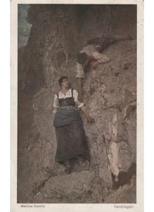 1918 arte in cartolina - M. Schmid - coppia innamorati scalata montagna - Picture 1 of 2