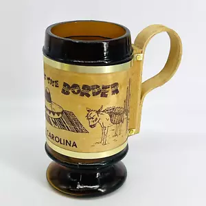 VINTAGE MCM SOUTH OF THE BORDER SOUTH CAROLINA USA SOUVENIR LEGNO & VETRO AFFUMICATO - Foto 1 di 12
