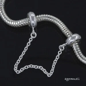 Sterling Silver Rubber European Charm Bracelet Stopper Safety Chain #51751 - Picture 1 of 2